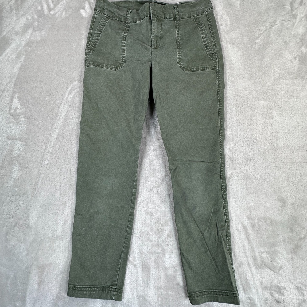 Old Navy Pixie Ankle Pants Womens 6 Green Twill Flat Front Mid Rise Skinny Leg